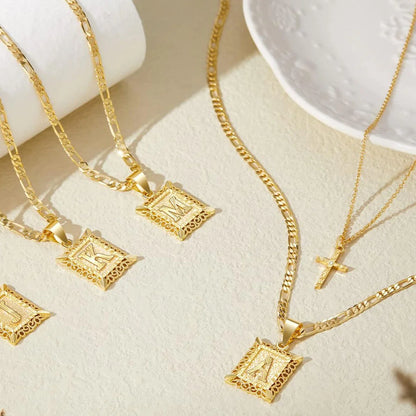 2pc Initial & Cross Necklace Set