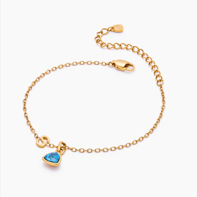 Birthstone Initial Charm Bracelet
